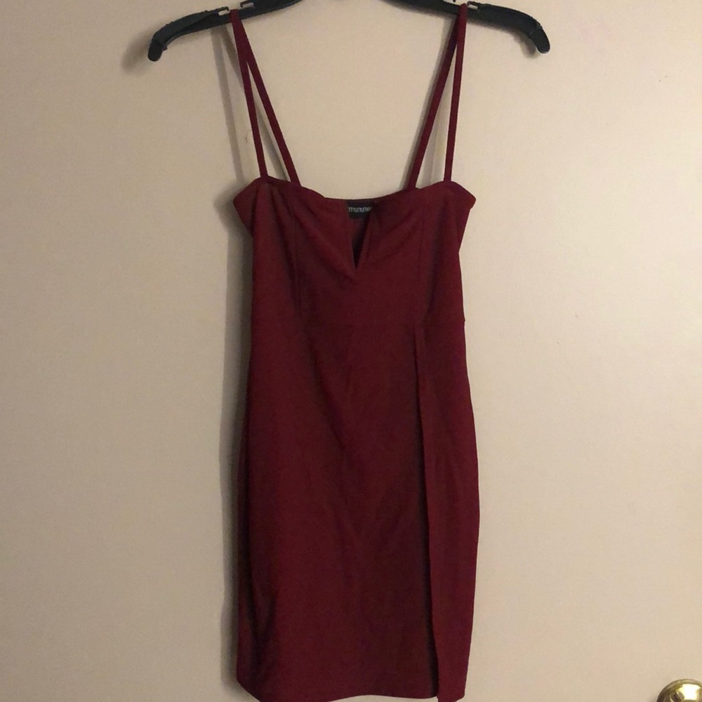 Maroon bodycon mini dress